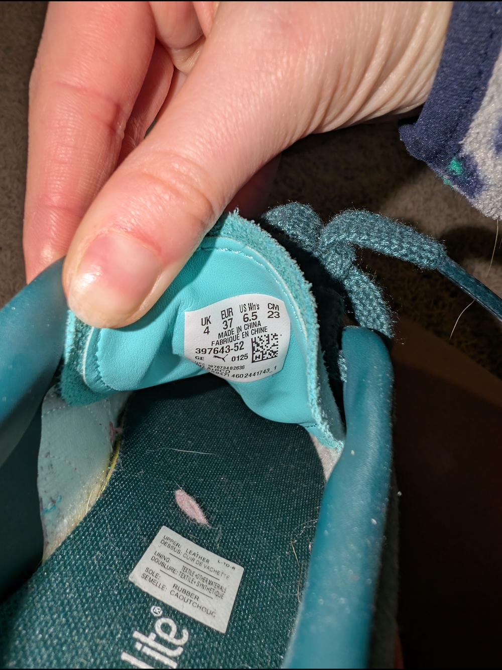 Puma Suede Casual Sneakers in Aqua with Pink Stripe - Picture 3 of 3